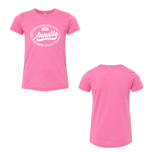 Annette Baseball Short Sleeve Shirt - Vintage Logo Tee - Charity Pink Triblend
