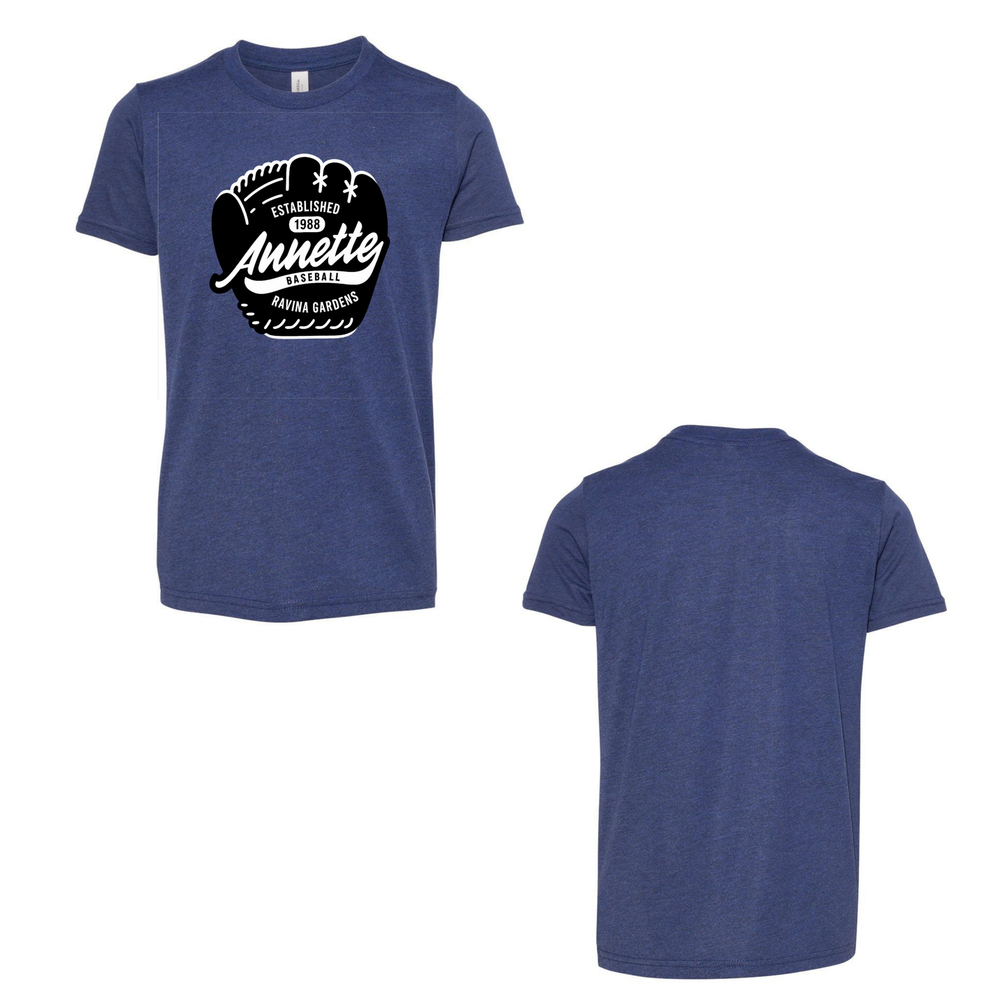 Annette Baseball Short Sleeve Shirt - Vintage Baseball Glove Tee - Navy Triblend