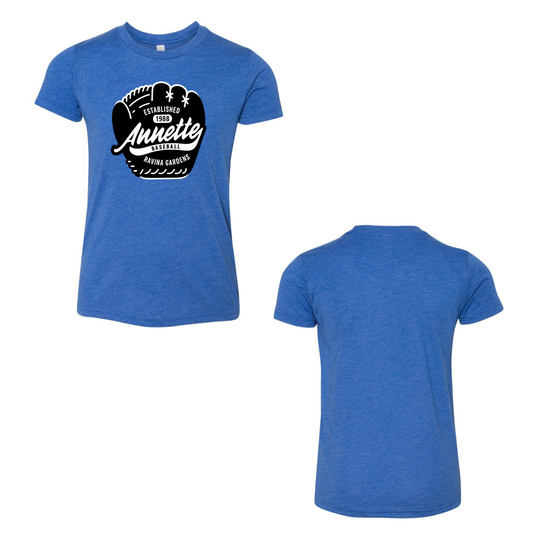 Annette Baseball Short Sleeve Shirt - Vintage Baseball Glove Tee - True Royal Triblend
