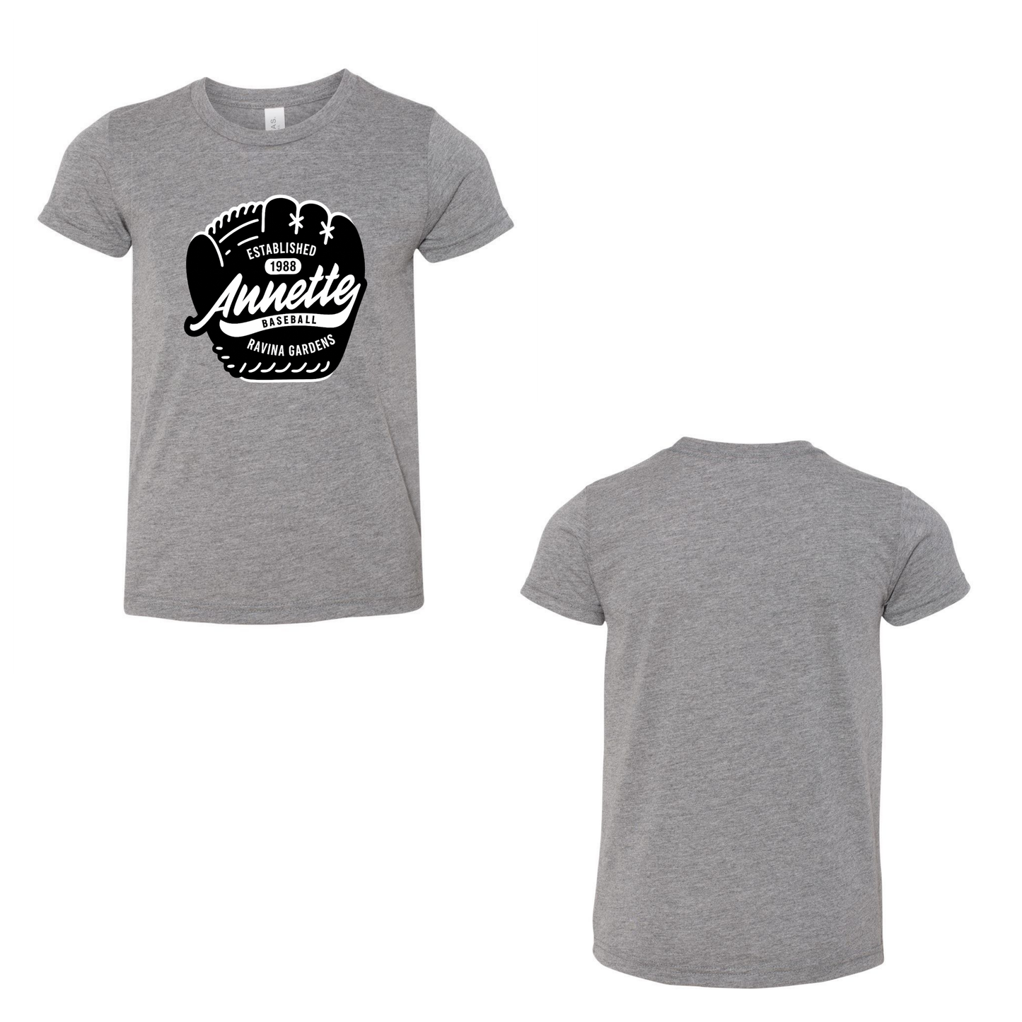 Annette Baseball Short Sleeve Shirt - Vintage Baseball Glove Tee - Grey Triblend