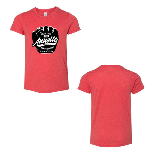 Annette Baseball Short Sleeve Shirt - Vintage Baseball Glove Tee - Red Triblend