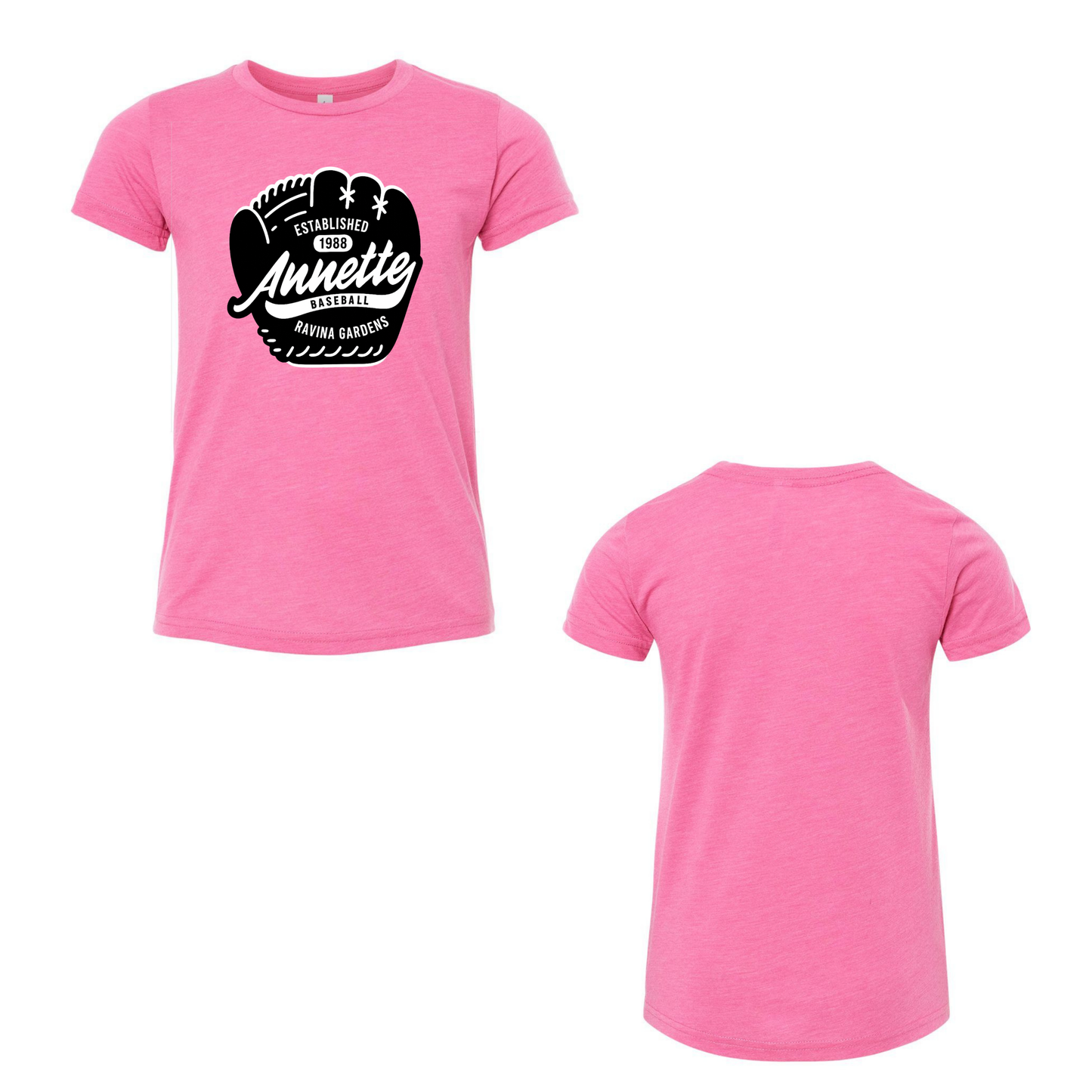 Annette Baseball Short Sleeve Shirt - Vintage Baseball Glove Tee - Charity Pink Triblend