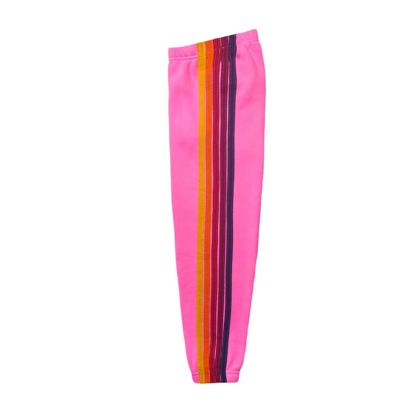 Aviator Nation - Kid's Classic 5 Stripe Sweatpants - Neon Pink