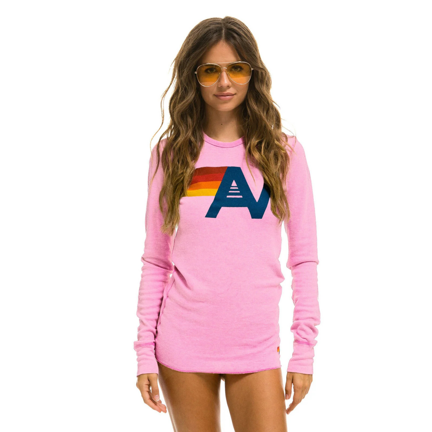 Aviator Nation - Logo Thermal Long Sleeve Shirt - Neon Pink