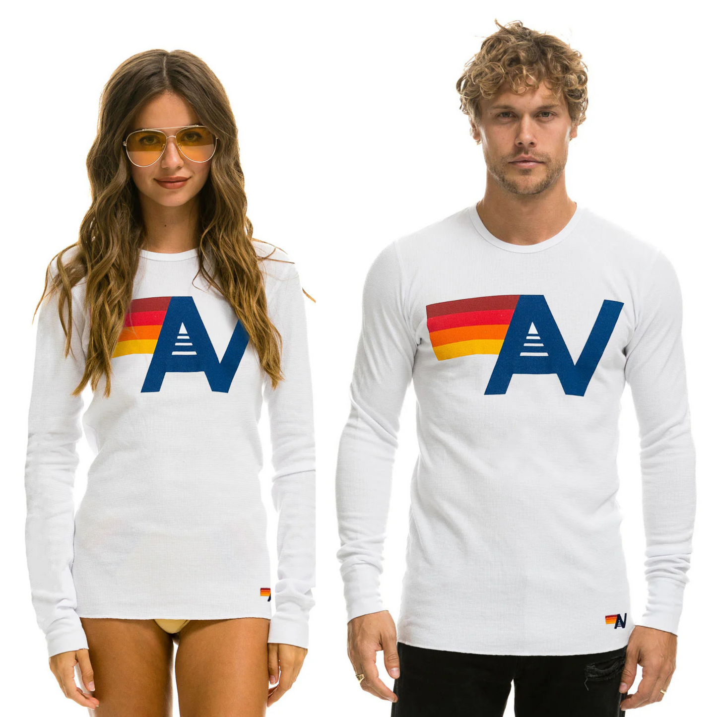 Aviator Nation - Logo Thermal Long Sleeve Shirt - White