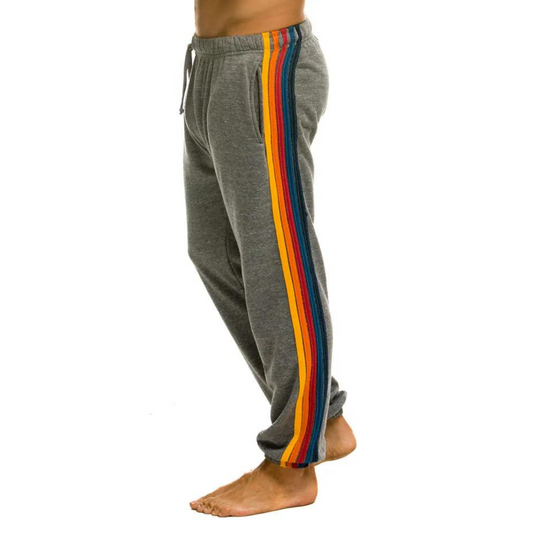 Aviator Nation -  Men's 5 Stripe  Sweatpants - Heather Grey