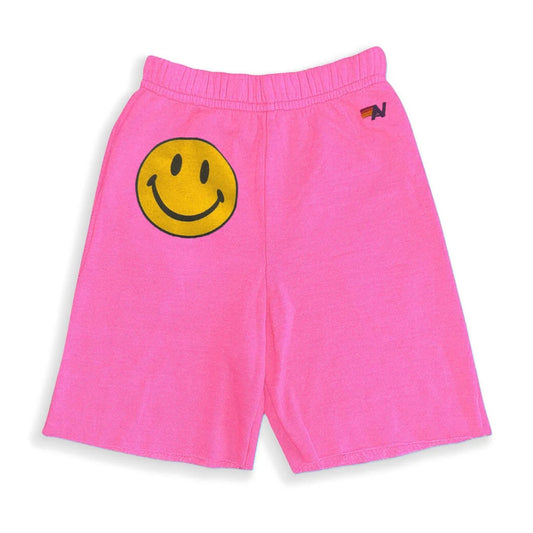 Smiley Kid's Sweatshorts - Neon Pink