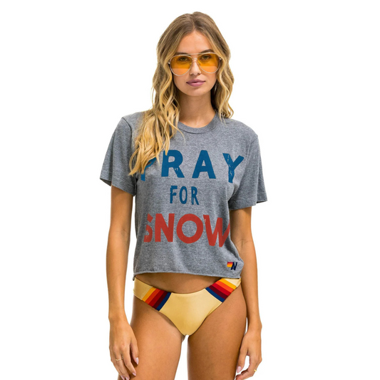 Aviator Nation -  Women's Pray for Snow Boyfriend Tee - Heather Grey