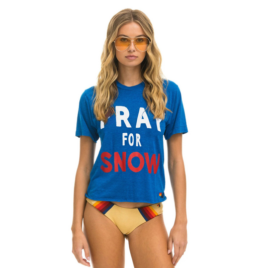 Aviator Nation -  Women's Pray for Snow Boyfriend Tee - Ocean