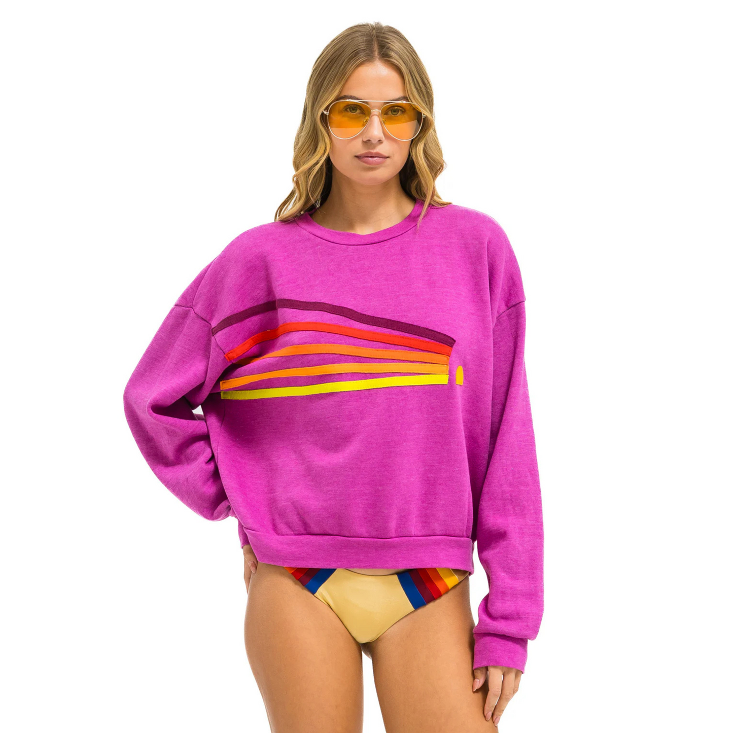 Aviator Nation Adult Daydream Relaxed Crew Sweatshirt - Magenta