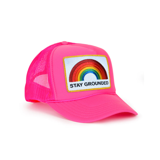 Aviator Nation Adult Stay Grounded Trucker - Neon Pink