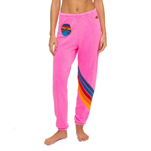 Aviator Nation Women's All Seasons Circle Chevron Sweatpants - Neon PInk