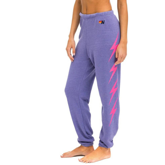 Aviator Nation -  Women's Bolt 4 Sweatpants - Lavender / Neon Pink