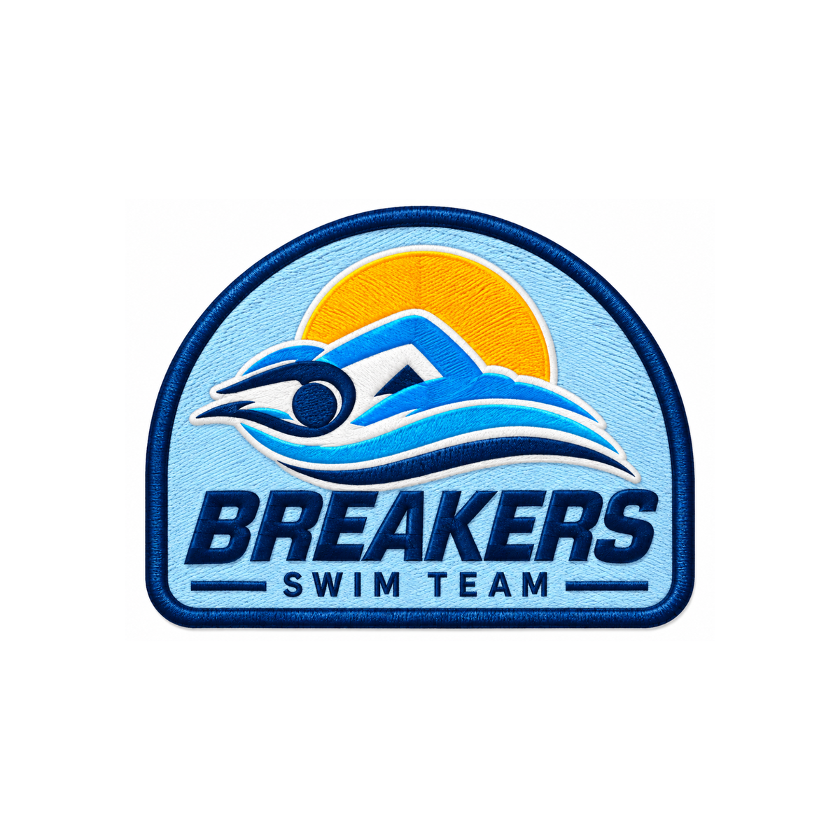 Iron on Patch - Breakers Swim Team - Soft Sky Blue