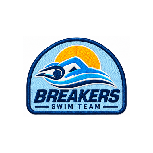 Iron on Patch - Breakers Swim Team - Soft Sky Blue