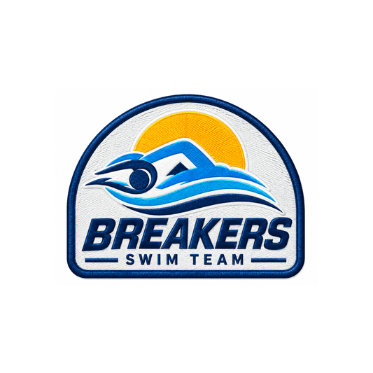 Iron on Patch - Breakers Swim Team - White