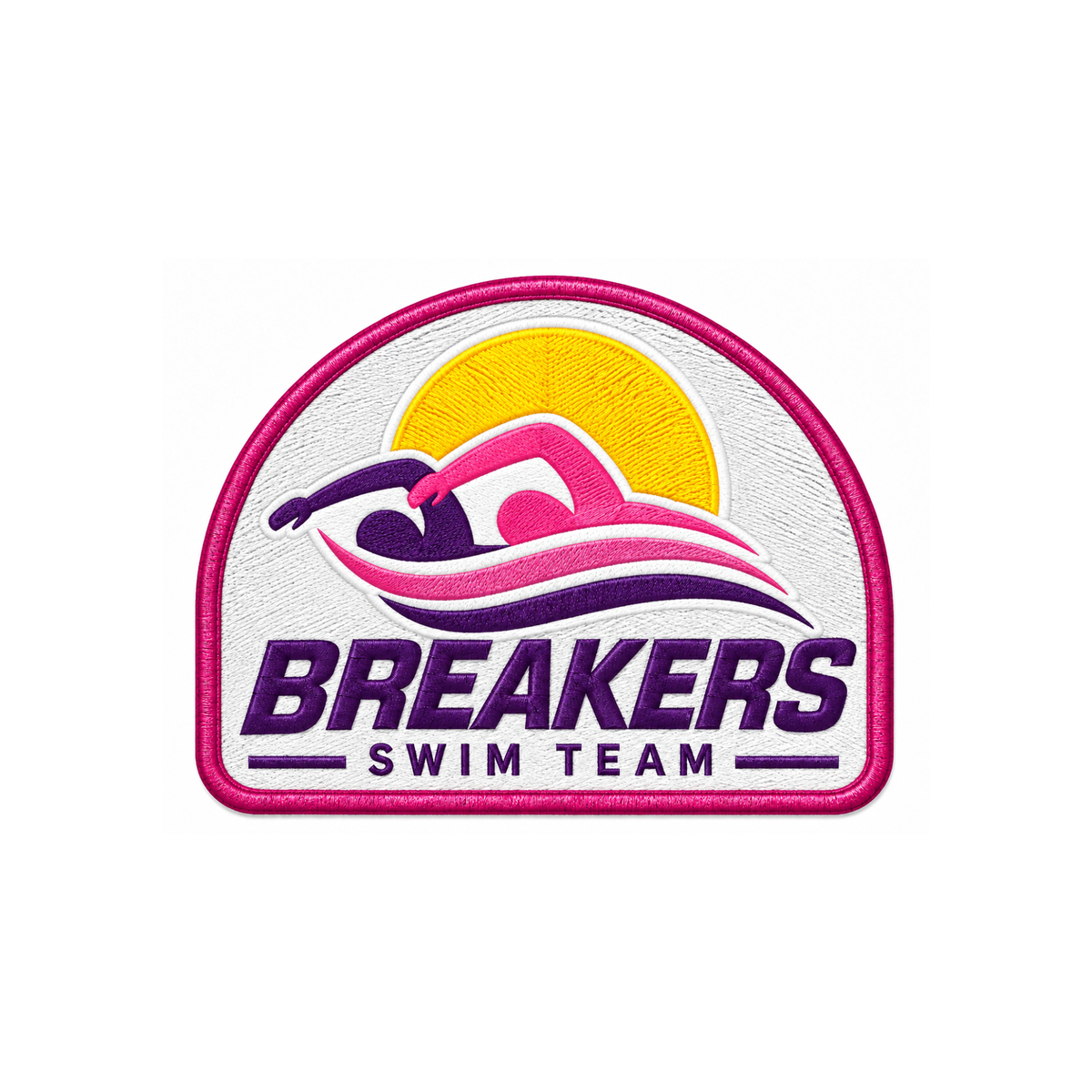 Iron on Patch - Breakers Swim Team - Purple / Pink