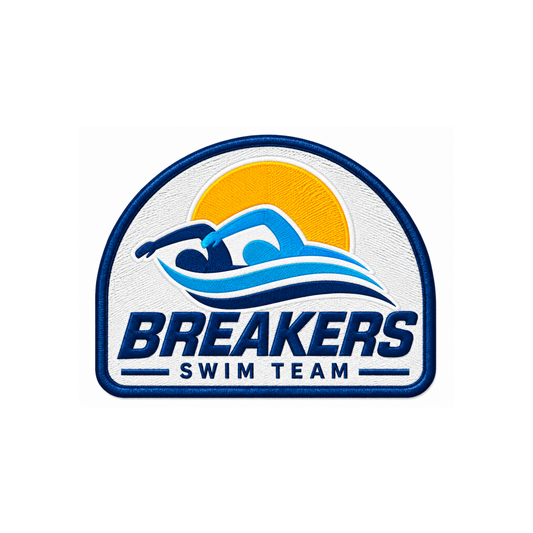 Iron on Patch - Breakers Swim Team - White