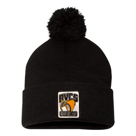 BVCS Patch Pom Pom Knit Toque - Black