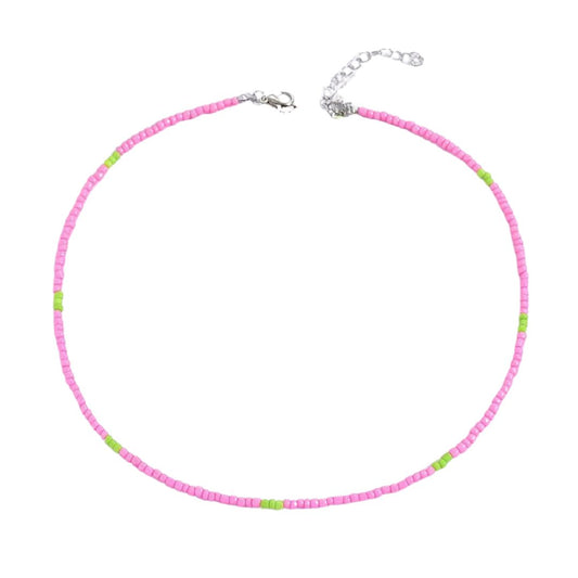 Bohemian Beaded Necklace - Pink and Green