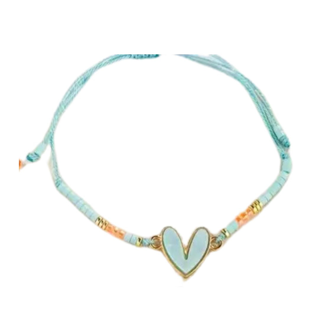 Boho Beaded Enamel Heart Bracelets