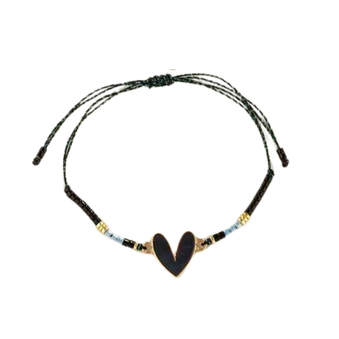 Boho Beaded Enamel Heart Bracelets