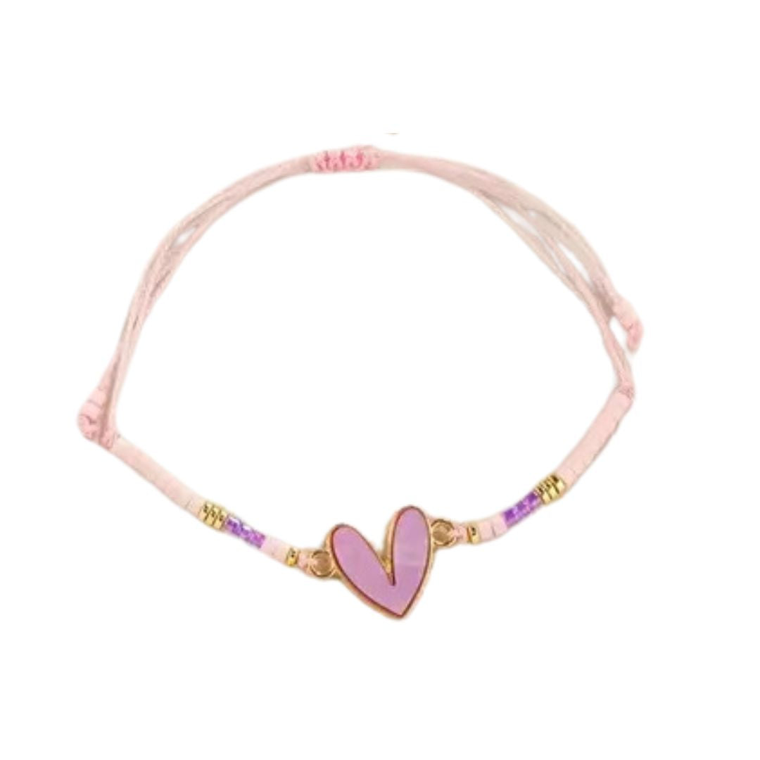 Boho Beaded Enamel Heart Bracelets