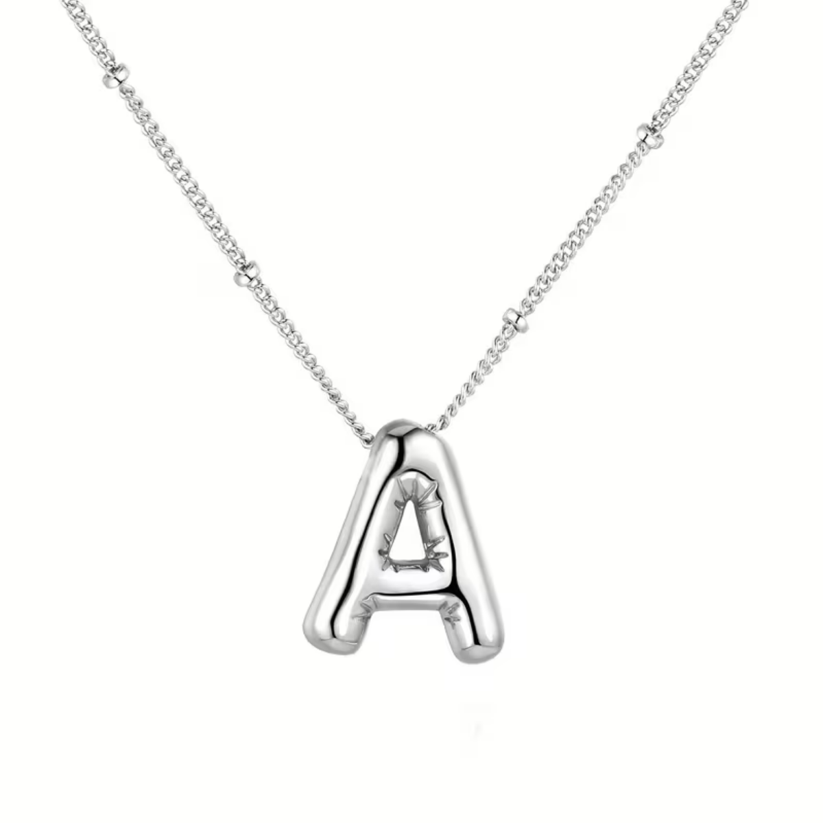Bubble Letter Necklace - Silvery