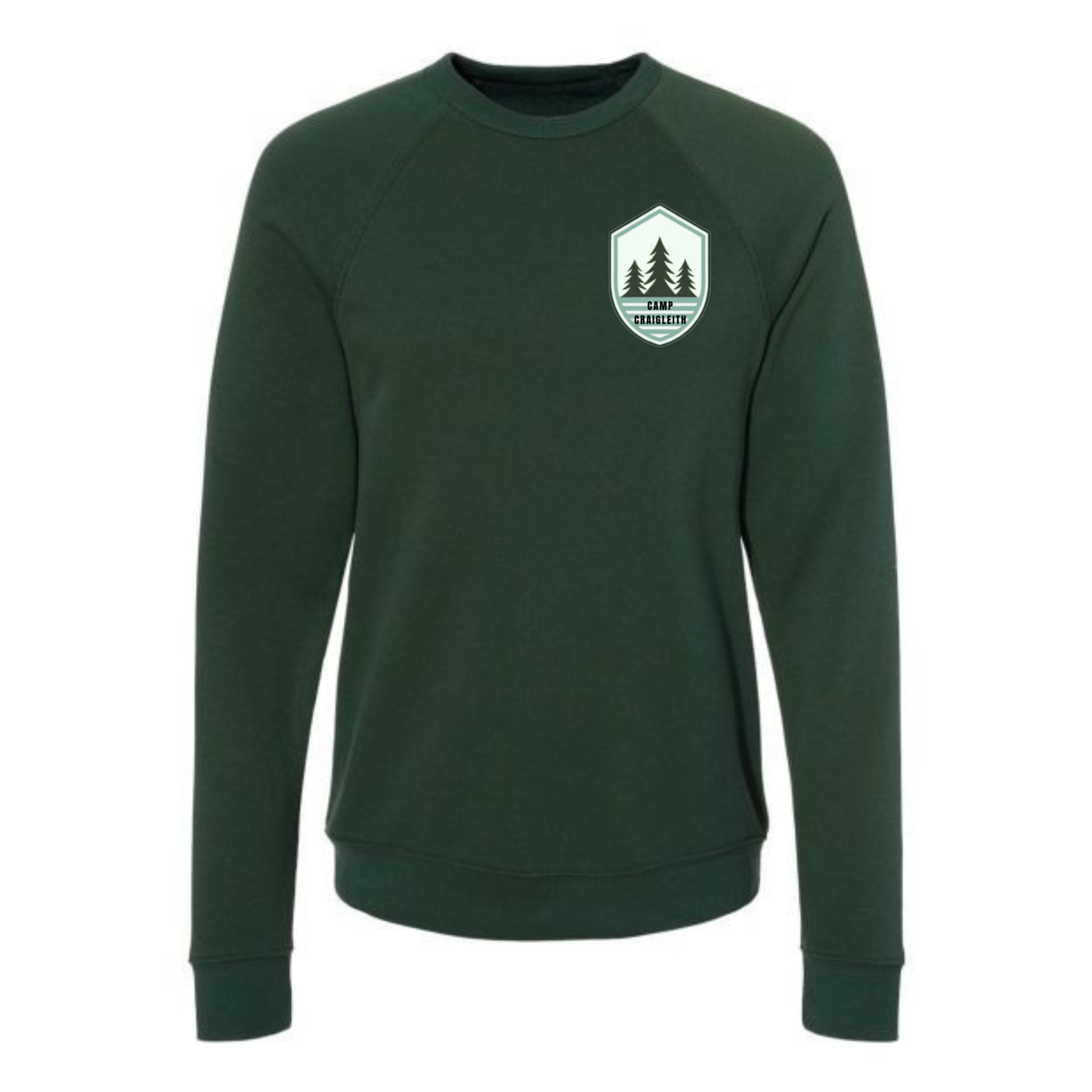 Camp Craigleith Sponge Fleece Crewneck Sweatshirt & Patch Bundle - Forest Green