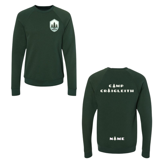 Camp Craigleith Sponge Fleece Crewneck Sweatshirt & Patch Bundle - Forest Green