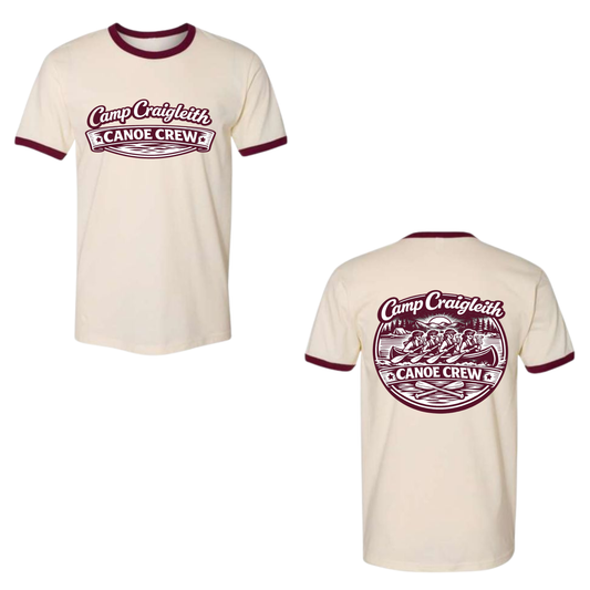 Ladies' Day Camp Craigleith Canoe Crew Ringer Tee - Natural / Maroon