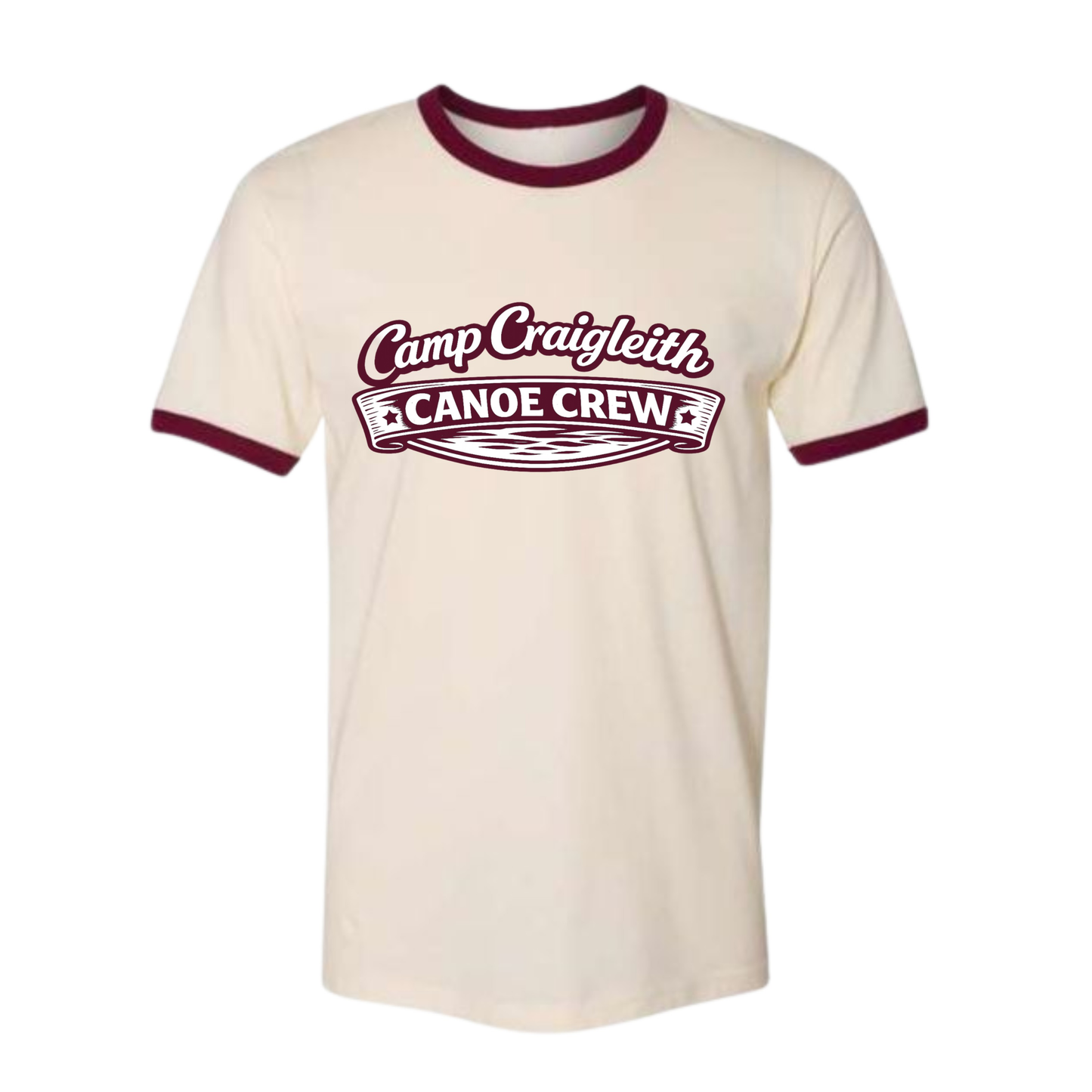 Ladies' Day Camp Craigleith Canoe Crew Ringer Tee - Natural / Maroon