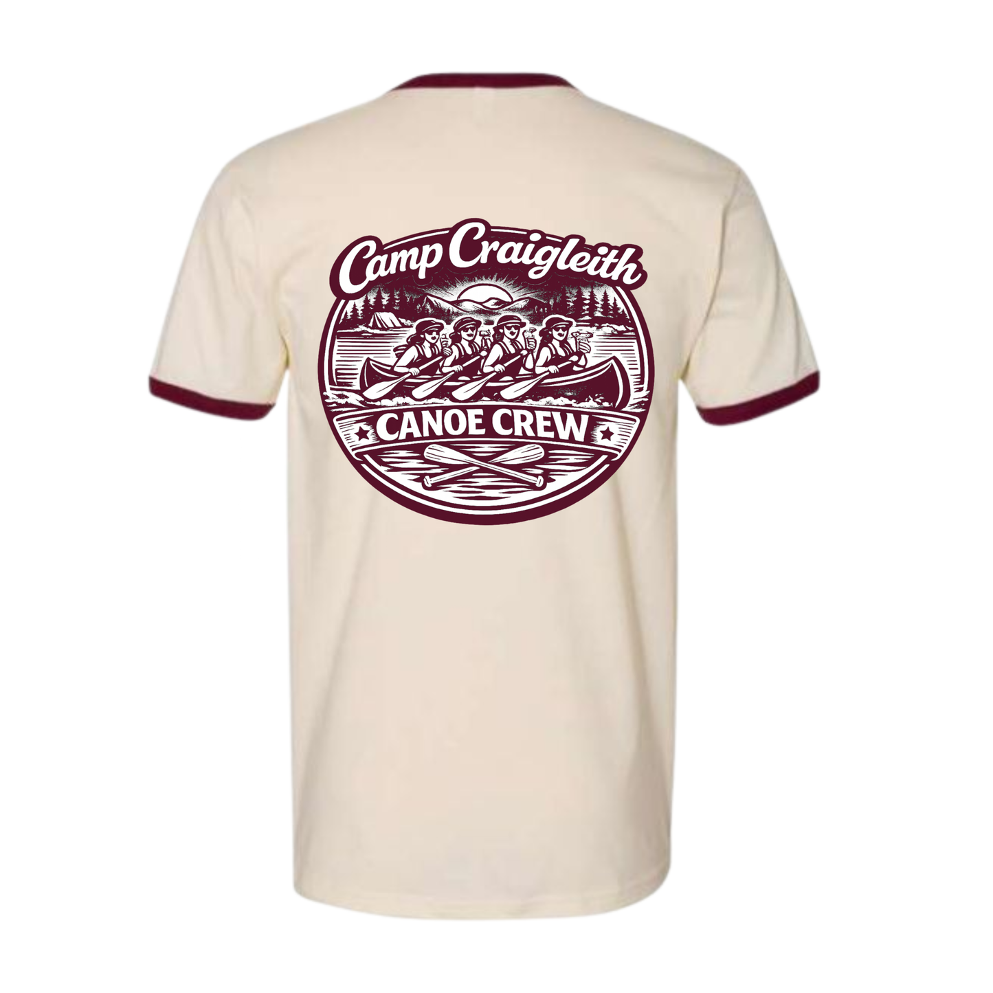 Ladies' Day Camp Craigleith Canoe Crew Ringer Tee - Natural / Maroon