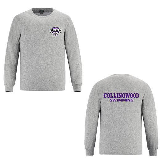 Collingwood Clippers -Long Sleeve Crewneck T-Shirt - Grey