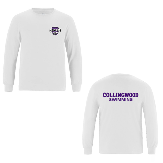 Collingwood Clippers -Long Sleeve Crewneck T-Shirt - White