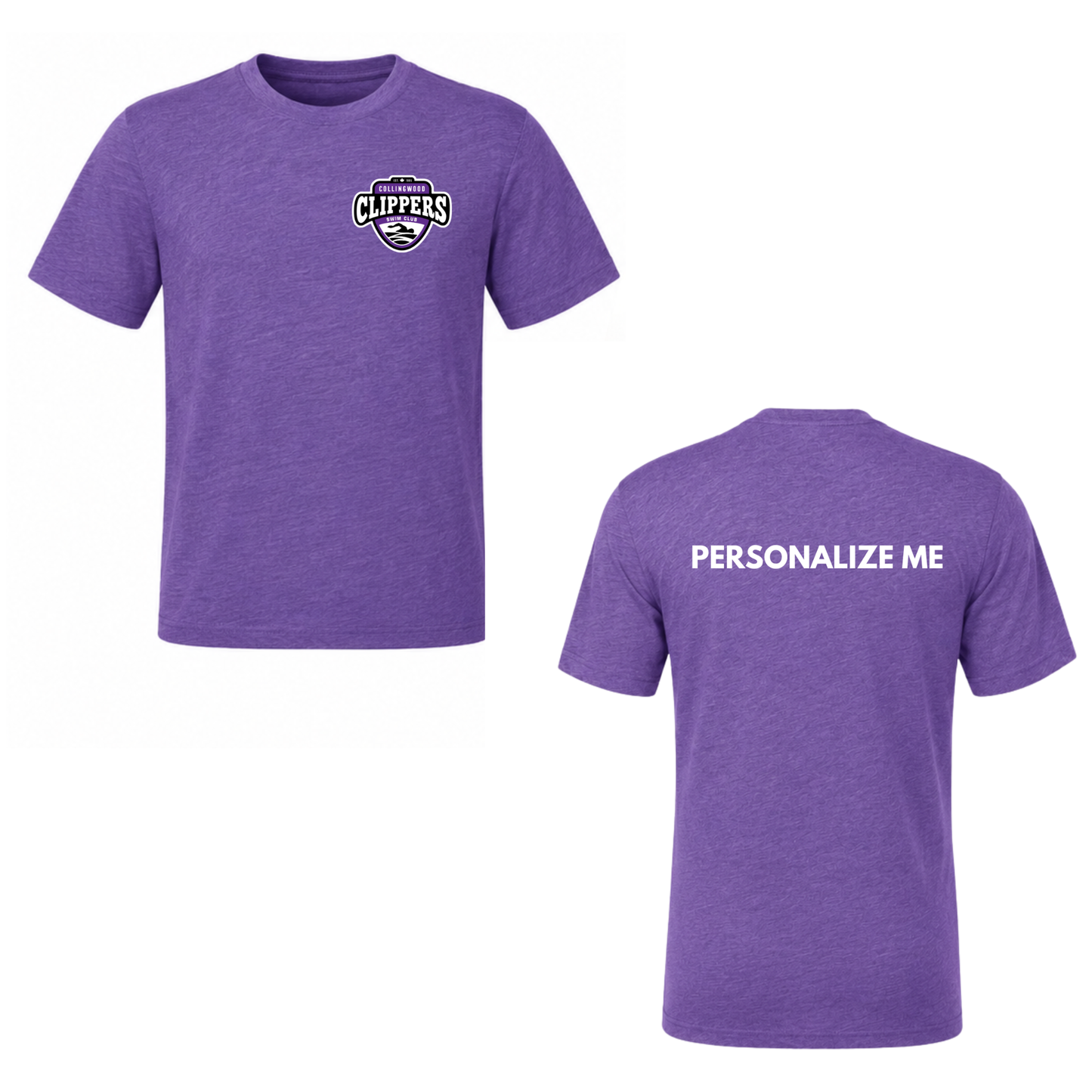 Collingwood Clippers Adult Personalized Mini Logo Short Sleeve Shirt - Purple Triblend