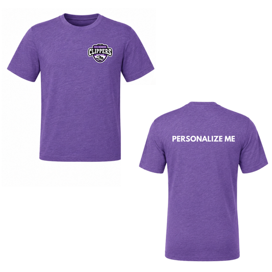 Collingwood Clippers Adult Personalized Mini Logo Short Sleeve Shirt - Purple Triblend