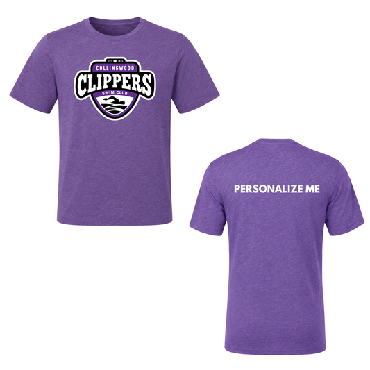 Collingwood Clippers Adult Personalized Oversize Logo Short Sleeve Shirt - Purple Triblend