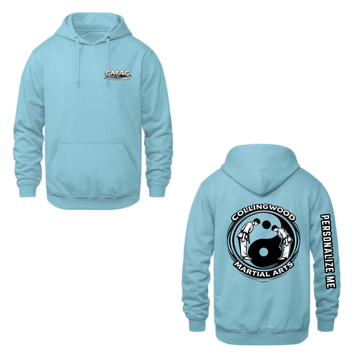 CMAC Hooded Sweatshirt - Mini Dual Logo /  Personalized - Light Blue
