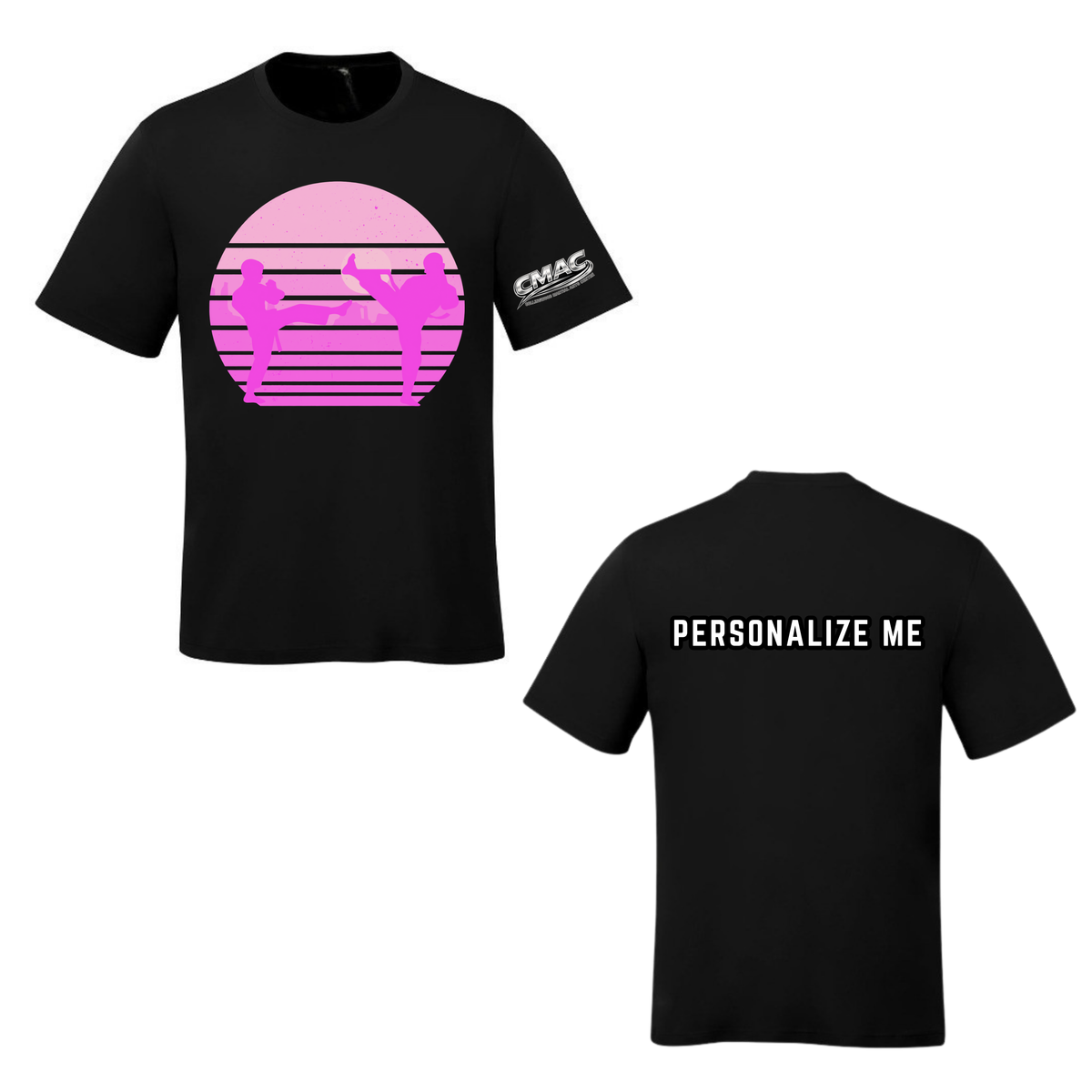 CMAC Pink Silhouette Martial Arts Short Sleeve Shirt - Black