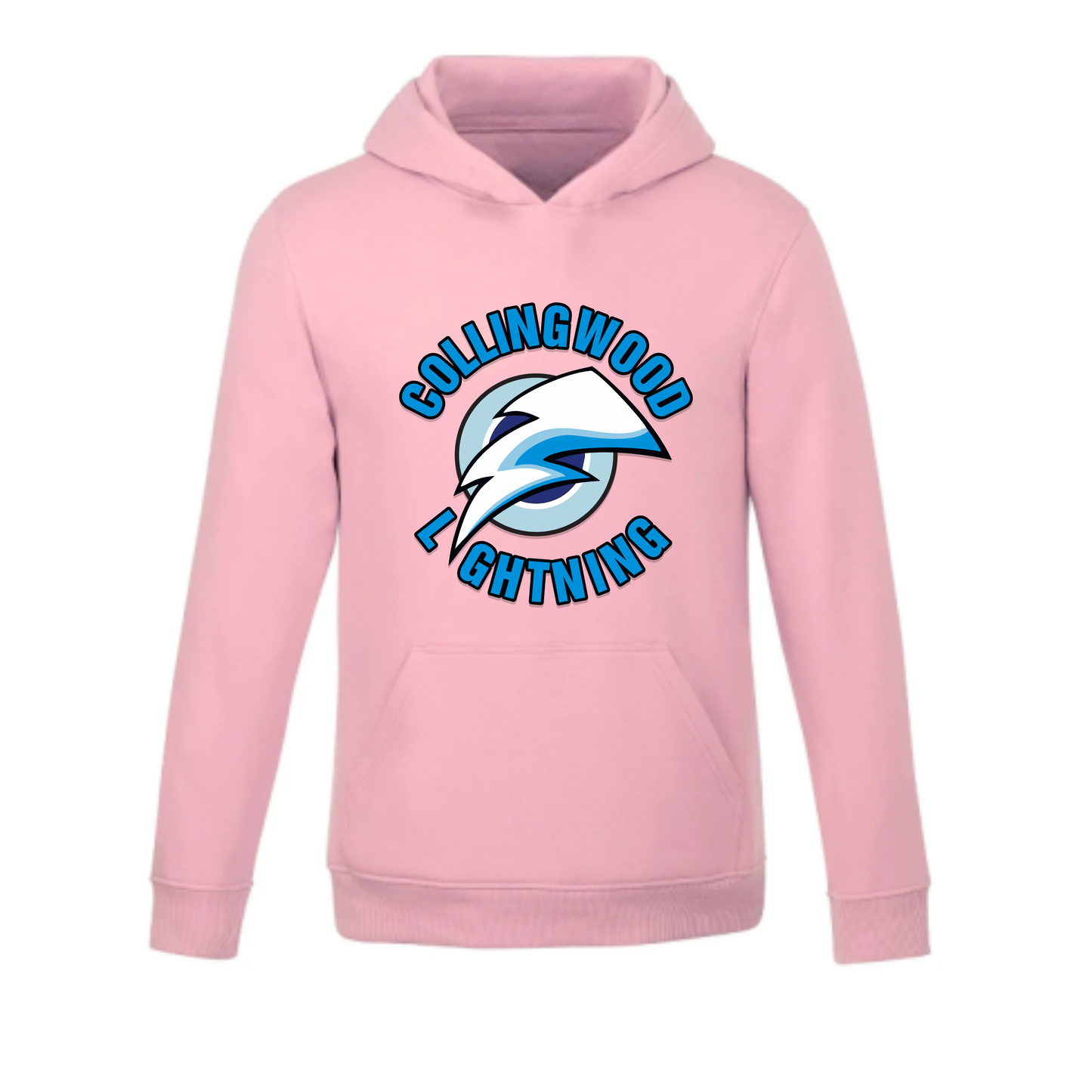 Collingwood Lightning Personalized Dual Logo Hooded Sweatshirt - Soft Pink (Youth & Adult)