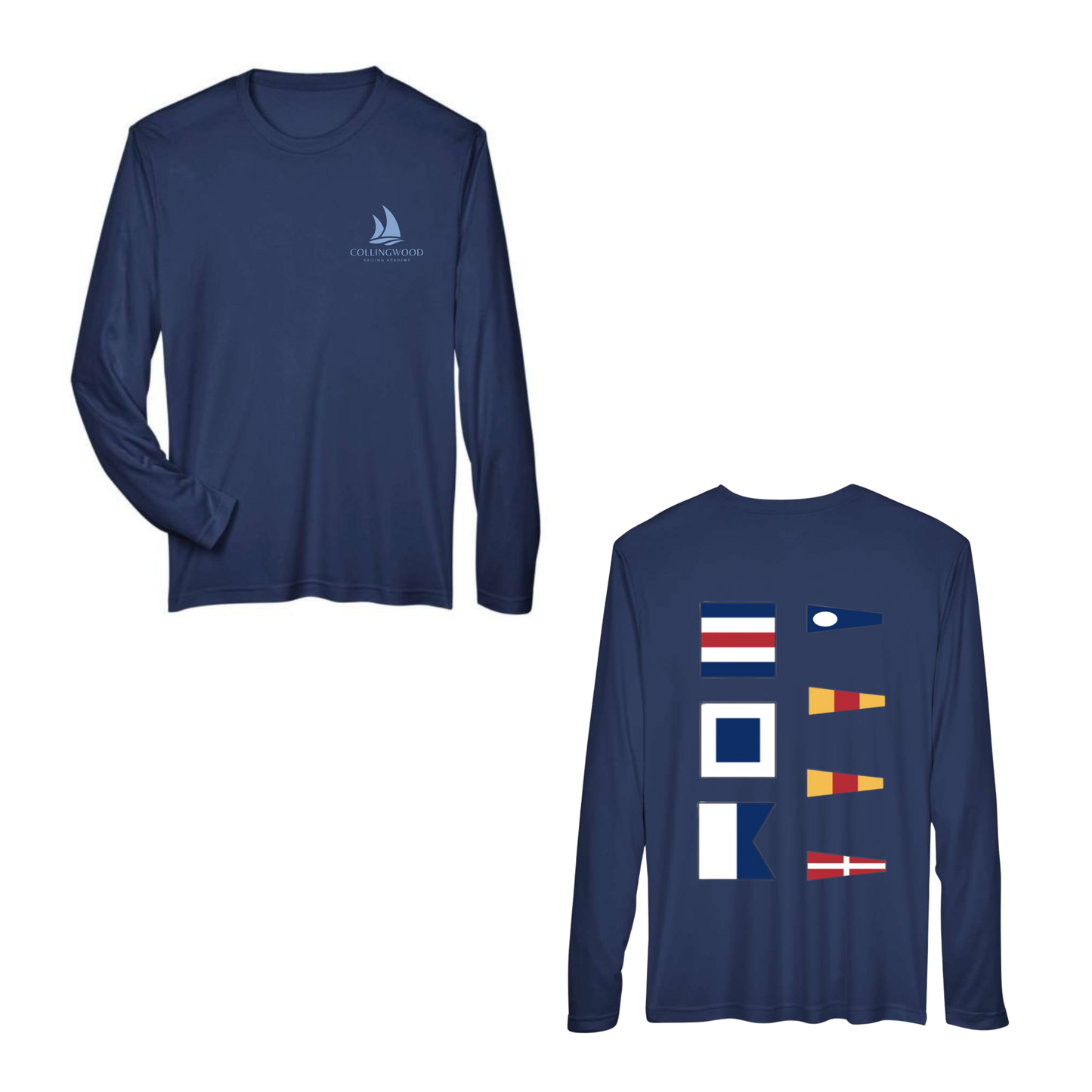 CSA 2004 Nautical Flags Small Logo Quick Dry Long Sleeve Shirt - Navy / Light Blue