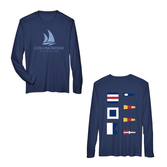 CSA 2004 Nautical Flags Large Logo Quick Dry Long Sleeve Shirt - Navy / Light Blue