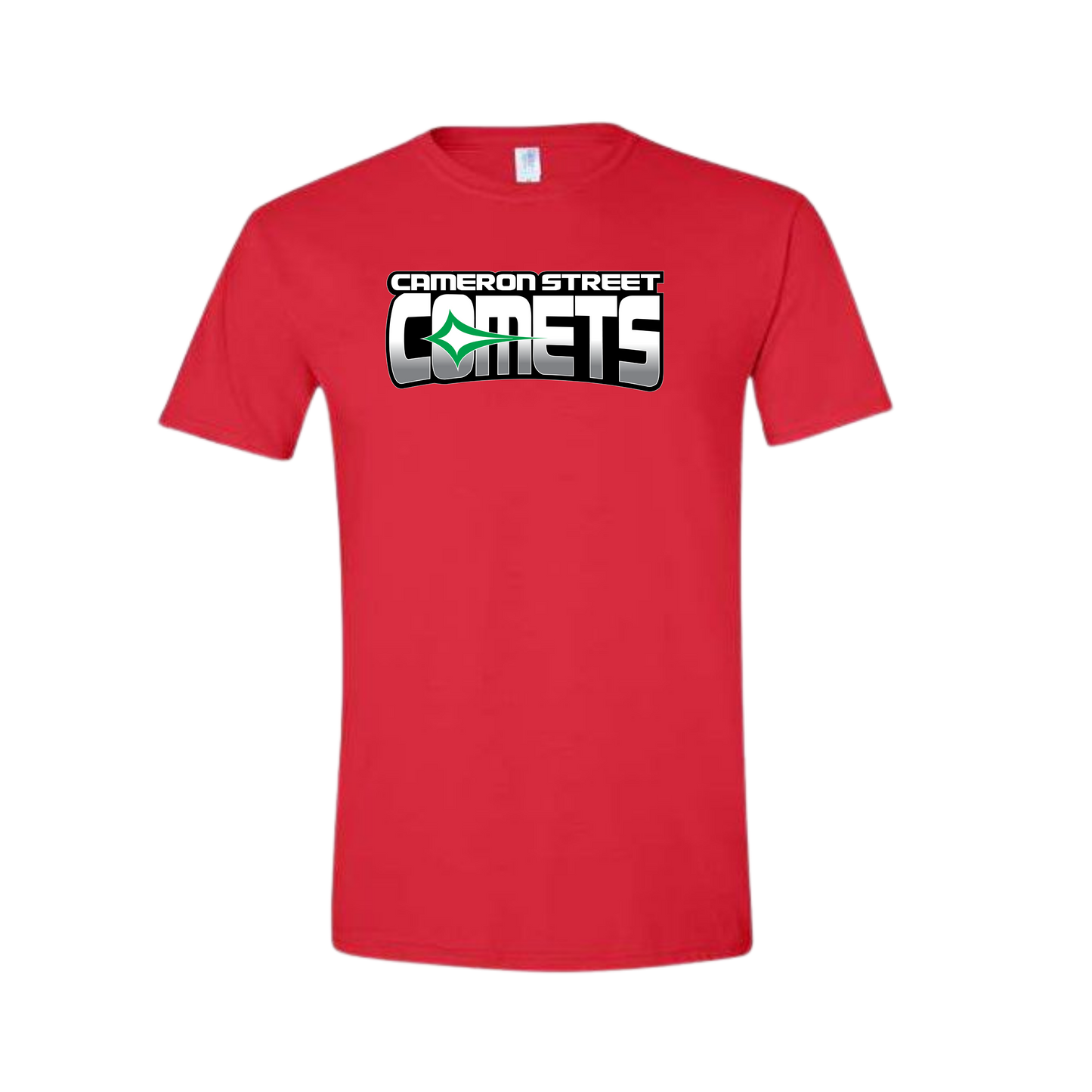 Cameron Street Comets Crewneck Tee - Red / Large Green Logo