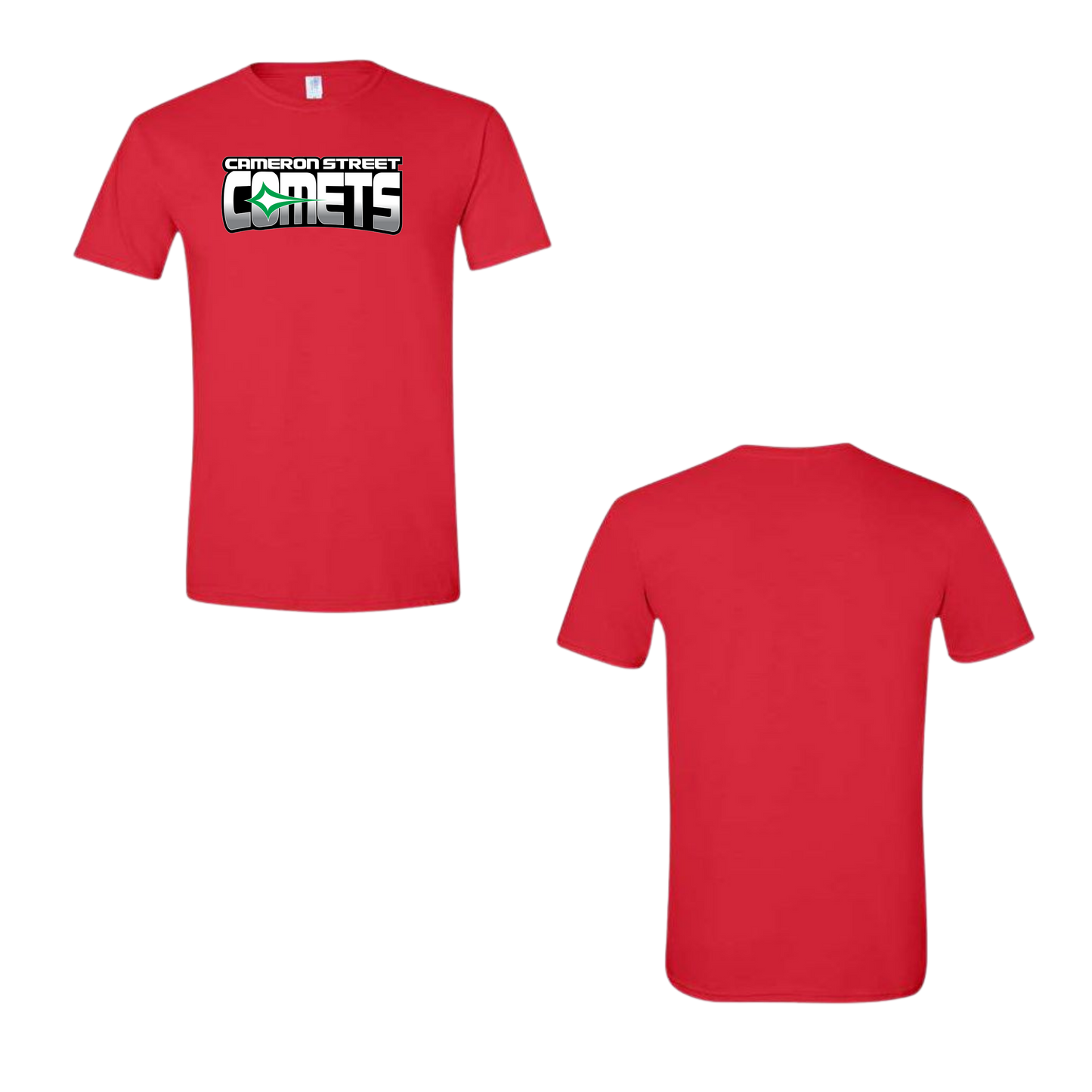 Cameron Street Comets Crewneck Tee - Red / Large Green Logo