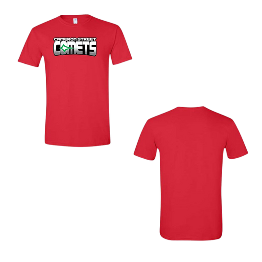 Cameron Street Comets Crewneck Tee - Red / Large Green Logo
