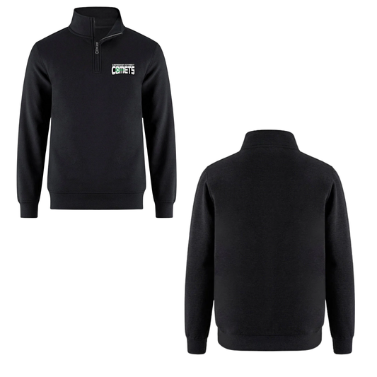 Cameron Street Comets Quarter Zip Sweatshirt - Black / Green Logo Patch