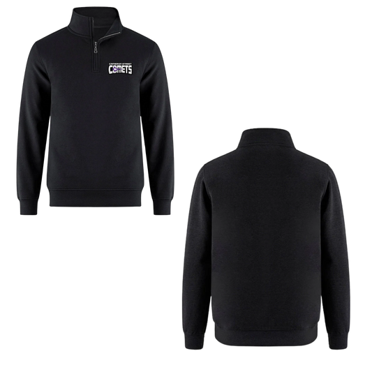 Cameron Street Comets Quarter Zip Sweatshirt - Black / Purple Logo Patch