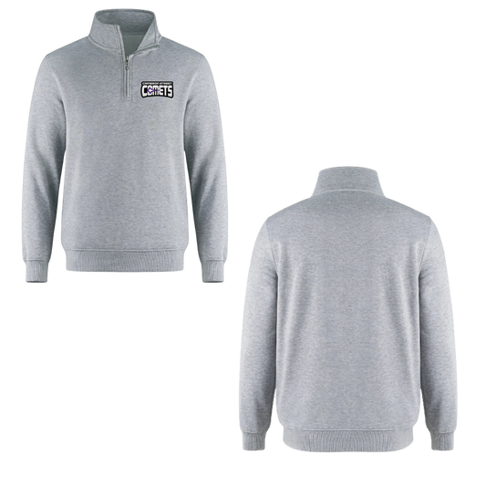 Cameron Street Comets Quarter Zip Sweatshirt - Grey / Purple Logo Patch
