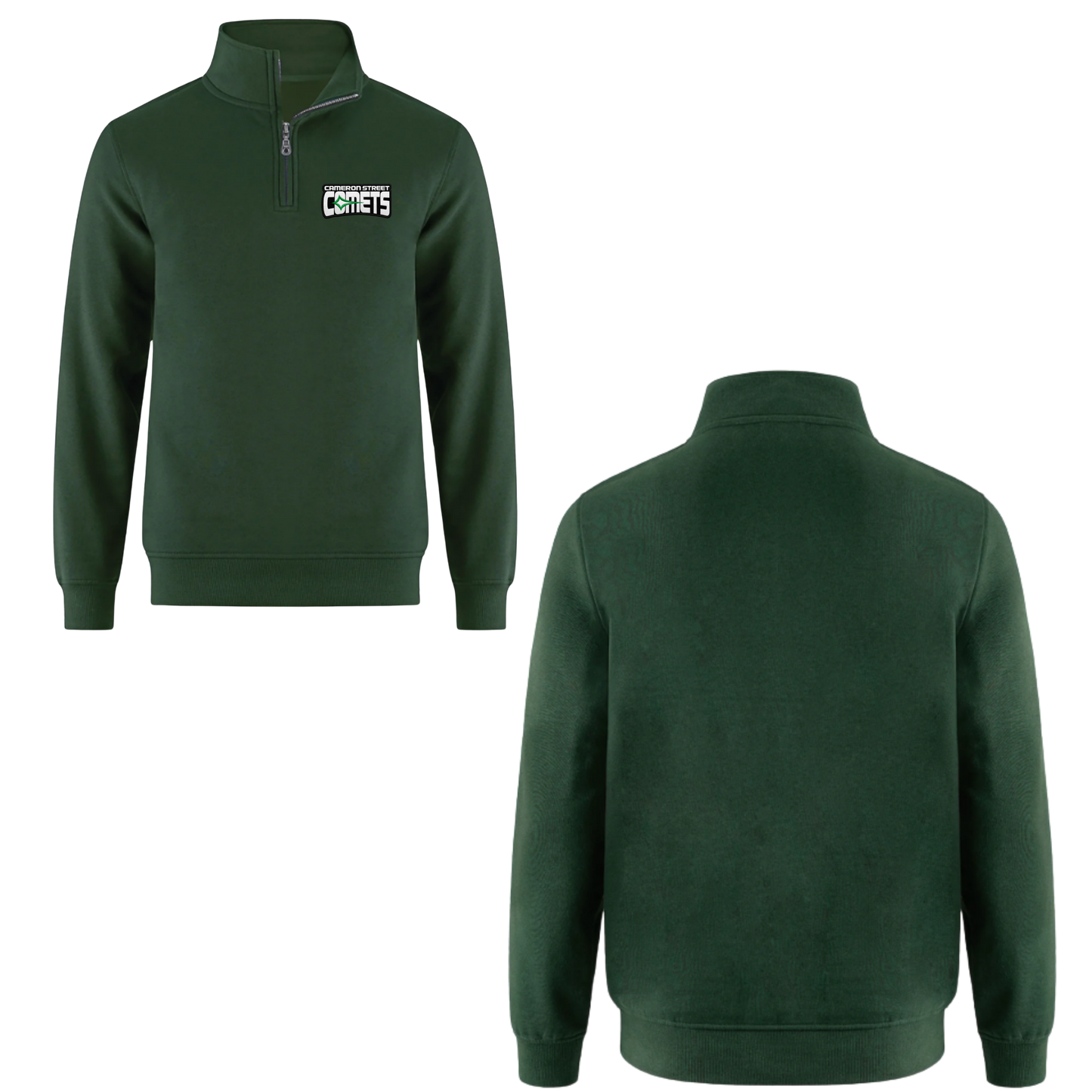 Cameron Street Comets Quarter Zip Sweatshirt - Forest / Green Logo Patch